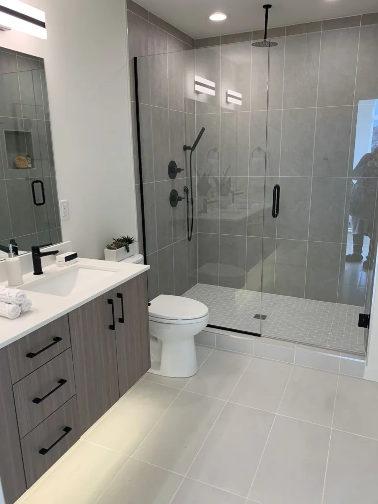 Half wall shower door