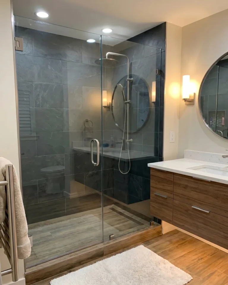 shower door with inline panel